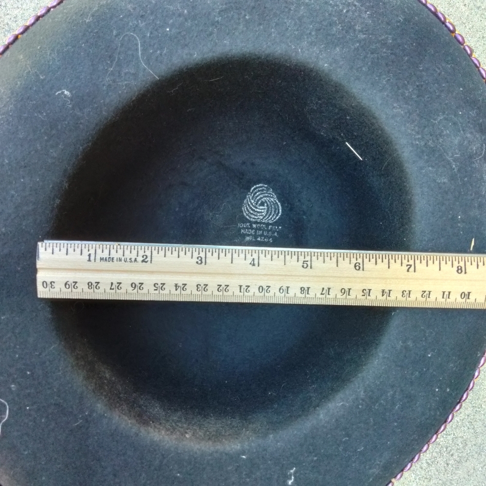Vintage Black Beaded Wool Derby Hat with Bow Made in USA - Picture 10 of 10